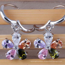 Silver Cubic Zirconia Crystal Diamond Dangle Gold Earrings